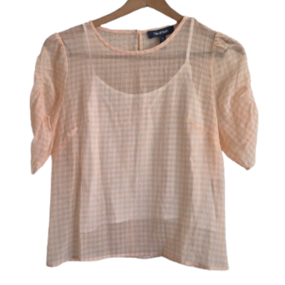 Modcloth Gingham Sheer Blouse With Camisole